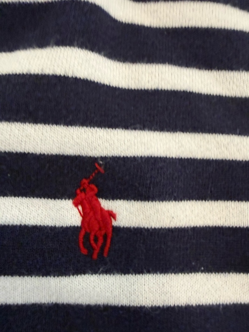 Ralph Lauren Navy and White Striped Zip-Up Hoodie with Red Pony - Picture 4 of 8